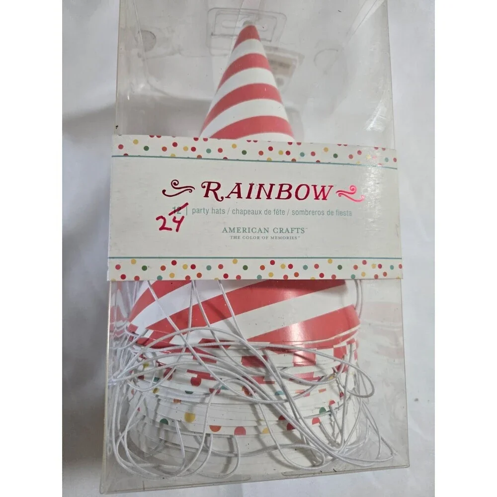 24 Pack Multi-color Party Hats for Birthday Supplies, Cone Hat, 6 In